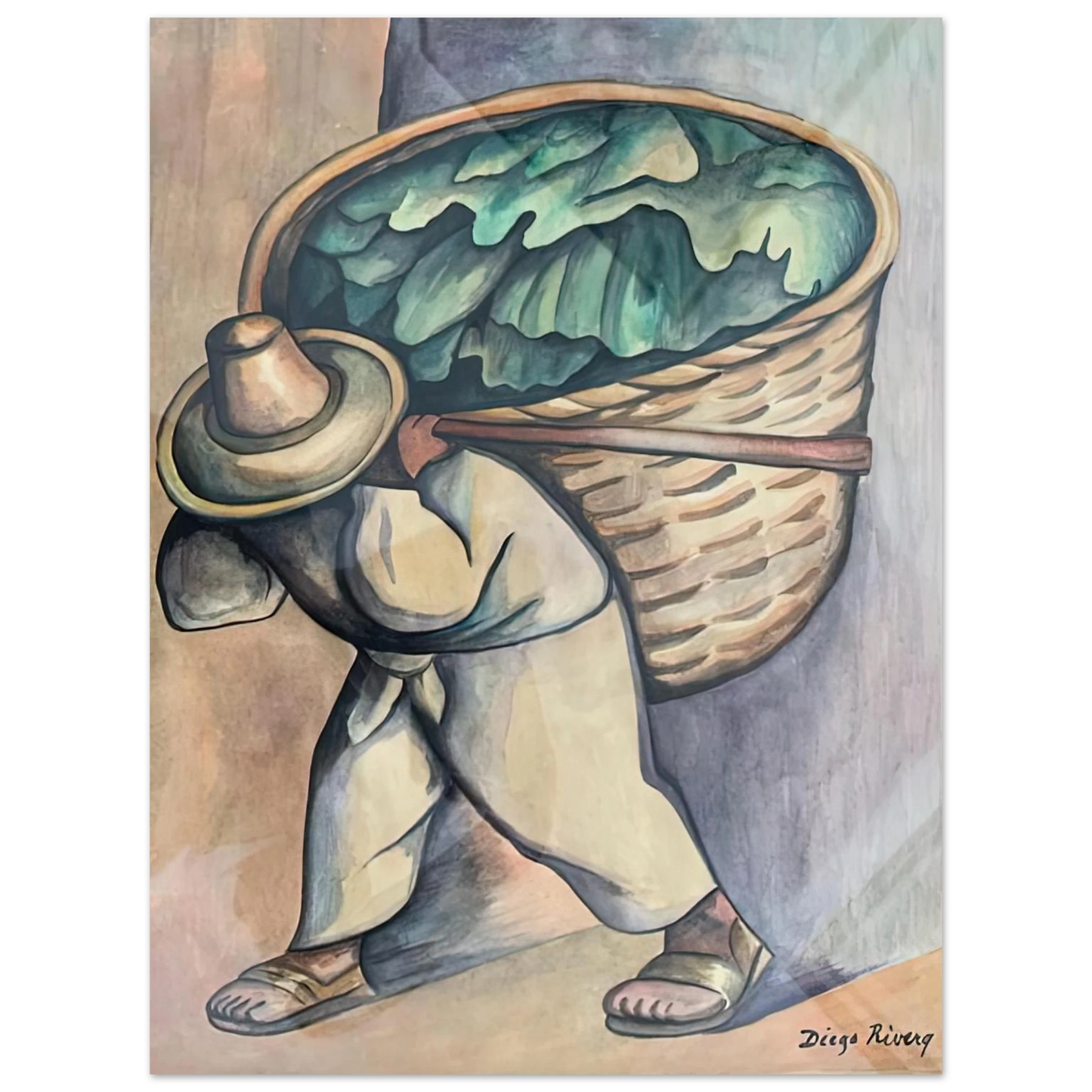 Diego Rivera - EL CARGADOR DE HOJAS DE PLATANO 1953 75x100 cm / 30x40inches Fine Art Poster