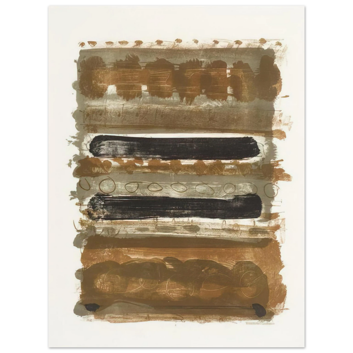 Patrick Heron - Grey and Brown Stripes - 1958 75x100 cm / 30x40inches Fine Art Poster