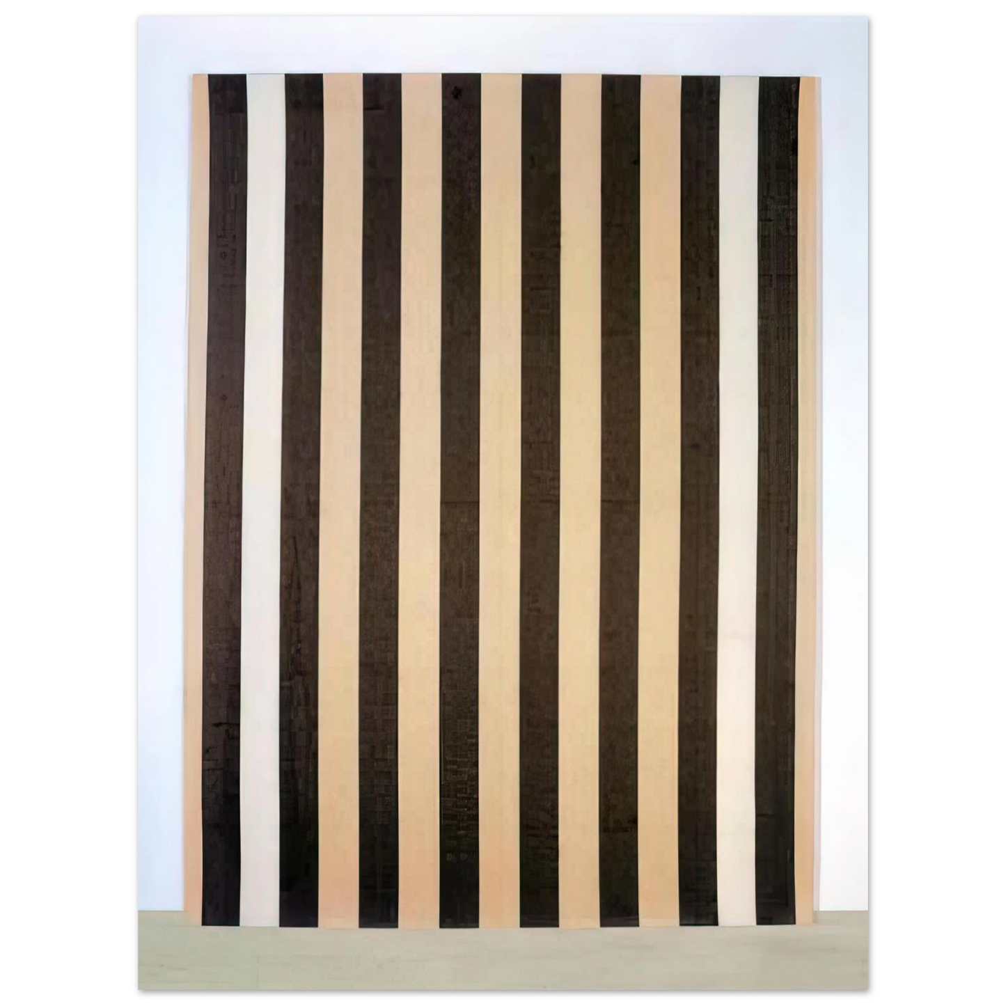 Daniel Buren - Peinture acrylique blanche sur tissu rayé blanc et marron - 1972 75x100 cm / 30x40inches Fine Art Poster