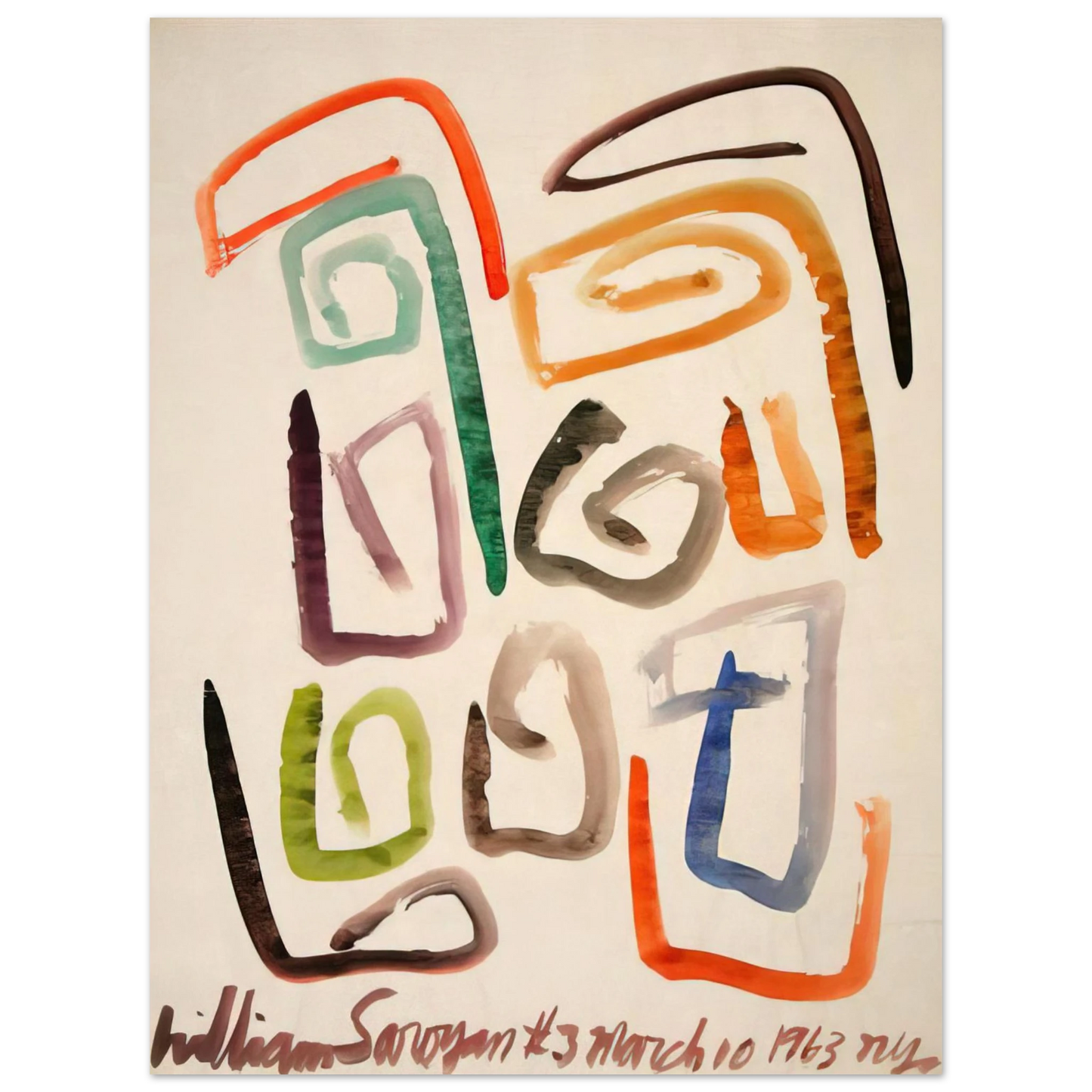 William Saroyan - #3 March 10, 1963 NYC - 1963 75x100 cm / 30x40inches Fine Art Poster