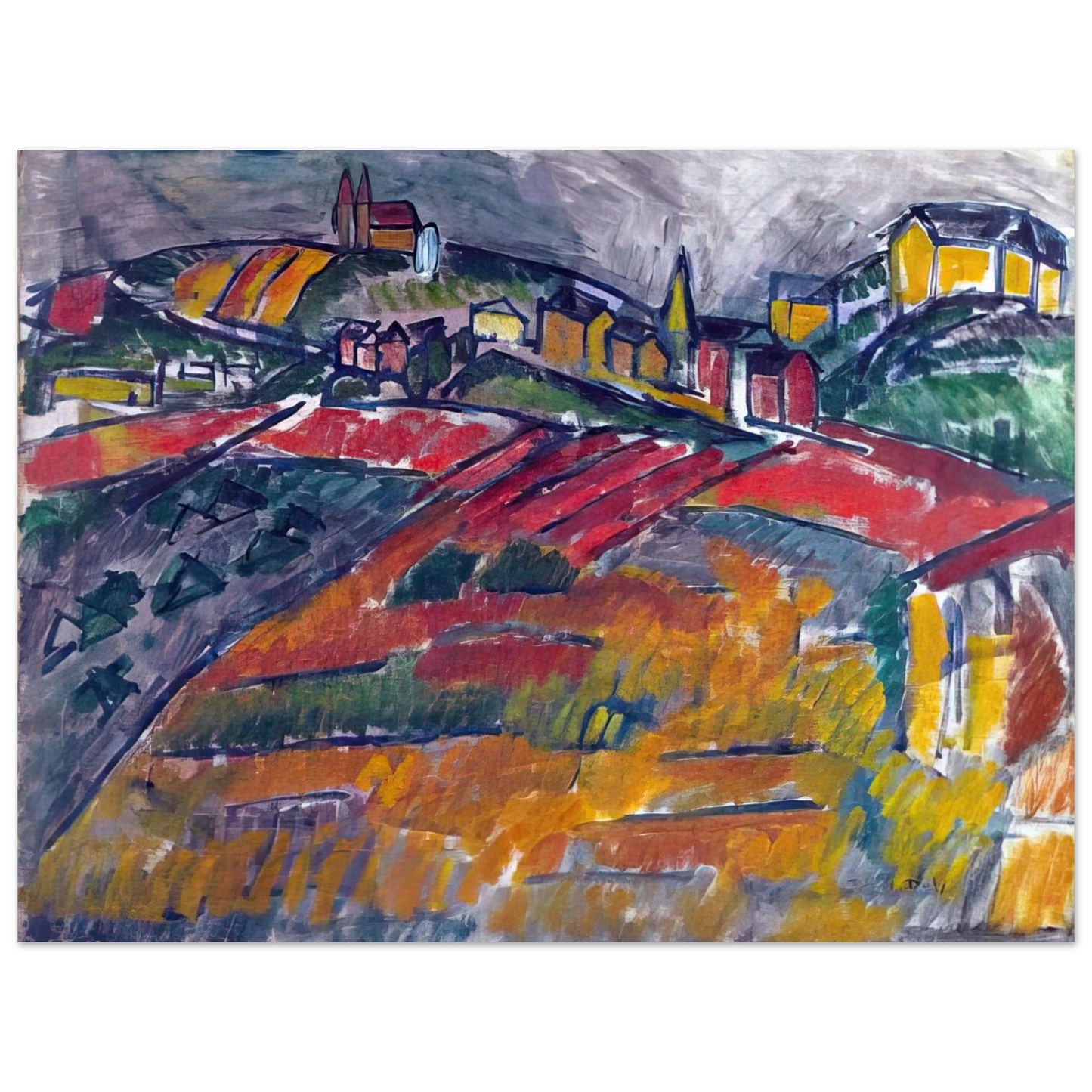 Raoul Dufy - LANDSCAPE WITH RED AND YELLOW 75x100 cm / 30x40inches Fine Art Poster