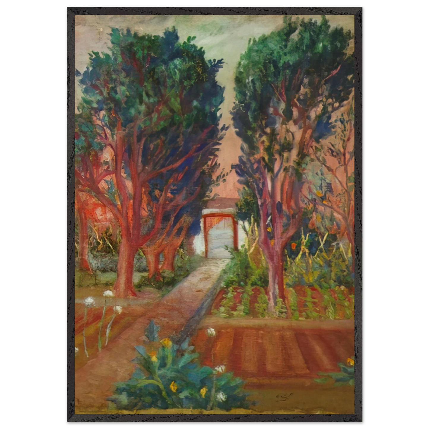 THE VEGETABLE GARDEN OF LLANER - Salvador Dali 70x100 cm / 28x40 inches Framed Art Print – Black Wooden Frame
