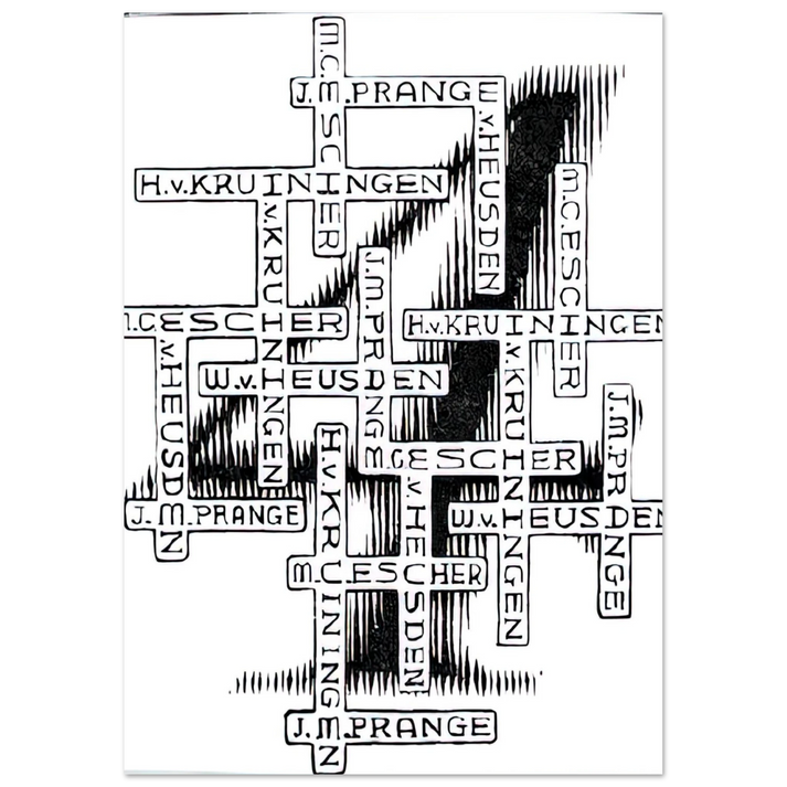 MC Escher - ESCHER (29) Wall Art - 60x80 cm / 24x32 inches - Premium Wooden Framed Poster With Fine Art Paper-canvas - Wood frame