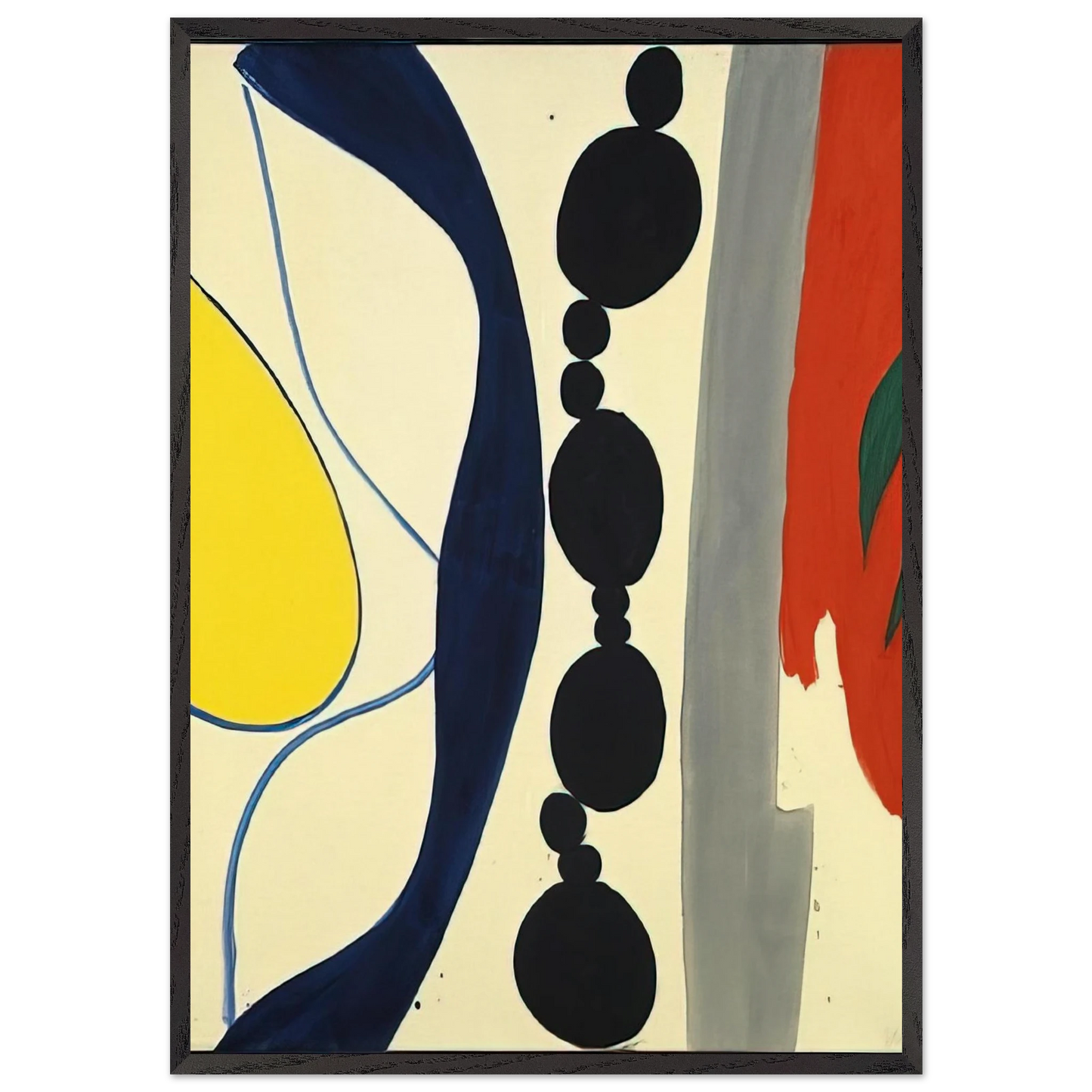 Schwarze Kette Grun zu Rot - 1966 - Ernst Wilhelm Nay 70x100 cm / 28x40 inches Framed Art Print – Black Wooden Frame