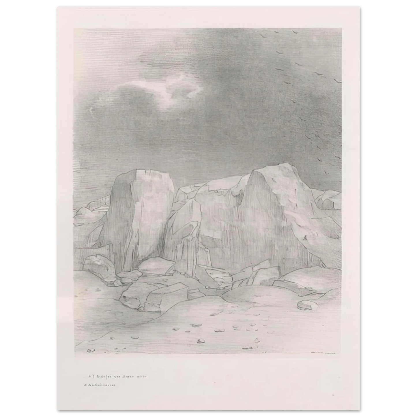 Odilon Redon - AND HE DISCERNS AN ARID KNOLL COVERED PLAIN PLATE 7 1896 75x100 cm / 30x40inches Fine Art Poster