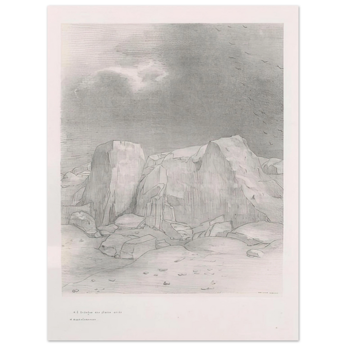Odilon Redon - AND HE DISCERNS AN ARID KNOLL COVERED PLAIN PLATE 7 1896 75x100 cm / 30x40inches Fine Art Poster