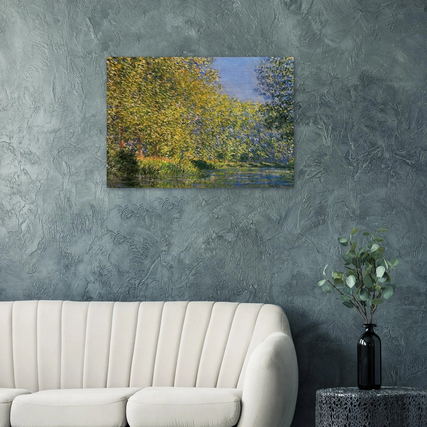 Bend in the River Epte - claude monet Brushed Aluminum Print - 70x100 cm / 28x40 inches | claude monet Aluminum Print | claude monet Prints