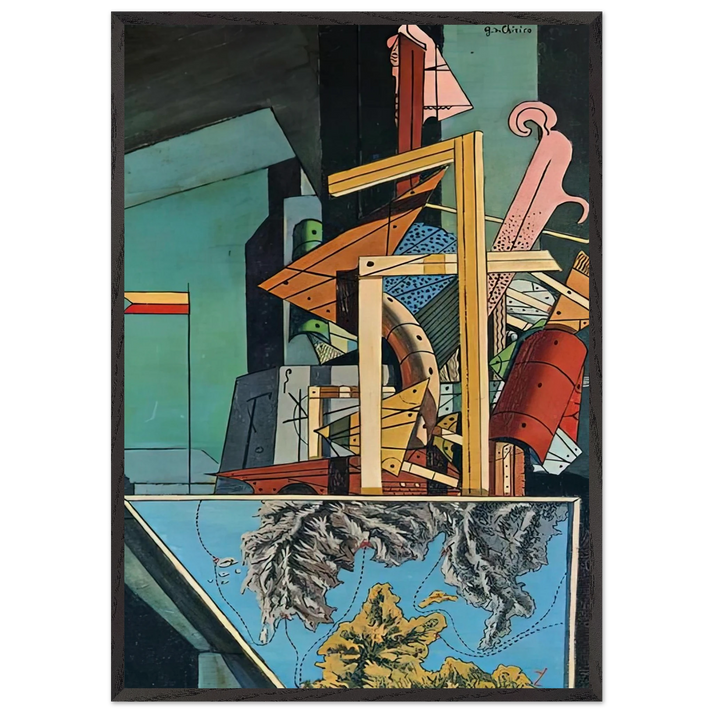 THE MELANCHOLY OF DEPARTURE 1916 1 - Giorgio de Chirico 70x100 cm / 28x40 inches Framed Art Print – Black Wooden Frame