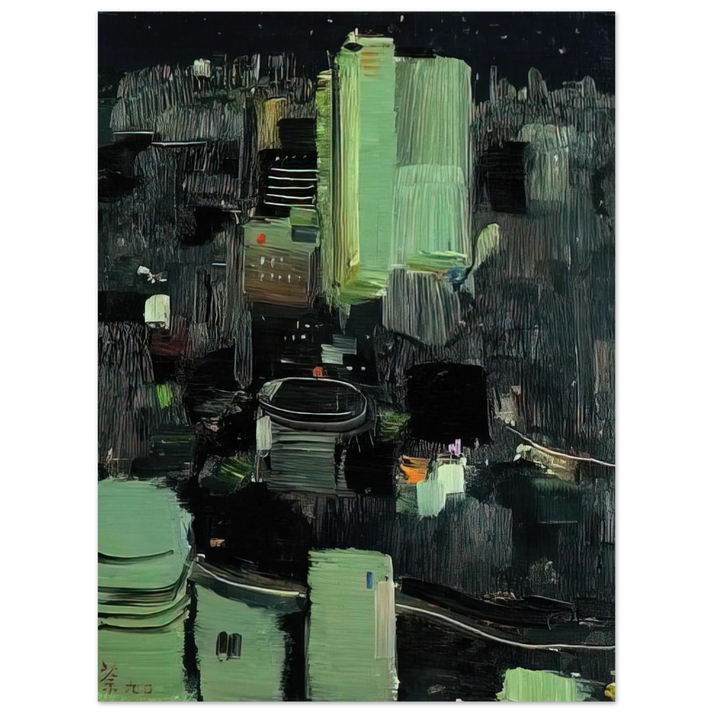 Wu Guanzhong - Toyko at Night - 1990 75x100 cm / 30x40inches Fine Art Poster