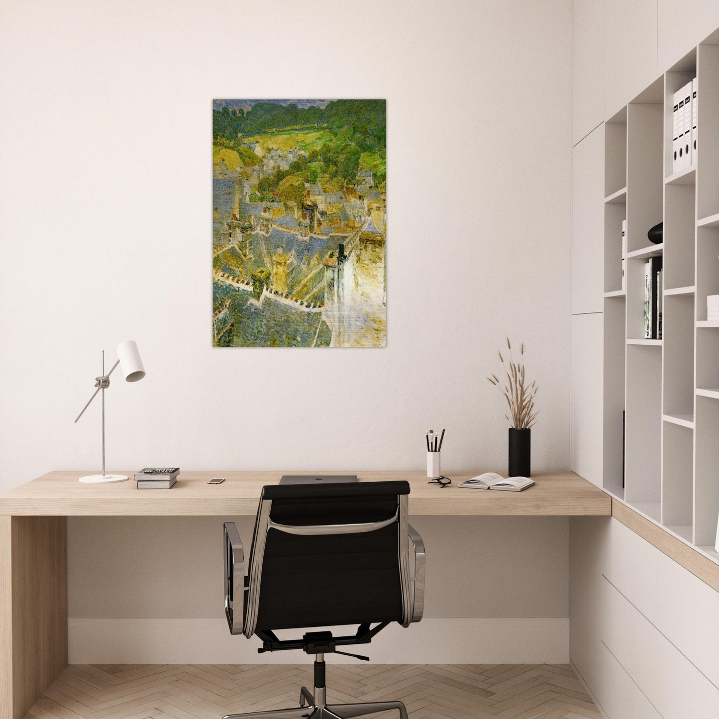 Rooftops, Pont-Aven - Childe Hassam Brushed Aluminum Print - 70x100 cm / 28x40 inches | Childe Hassam Aluminum Print | Childe Hassam Prints