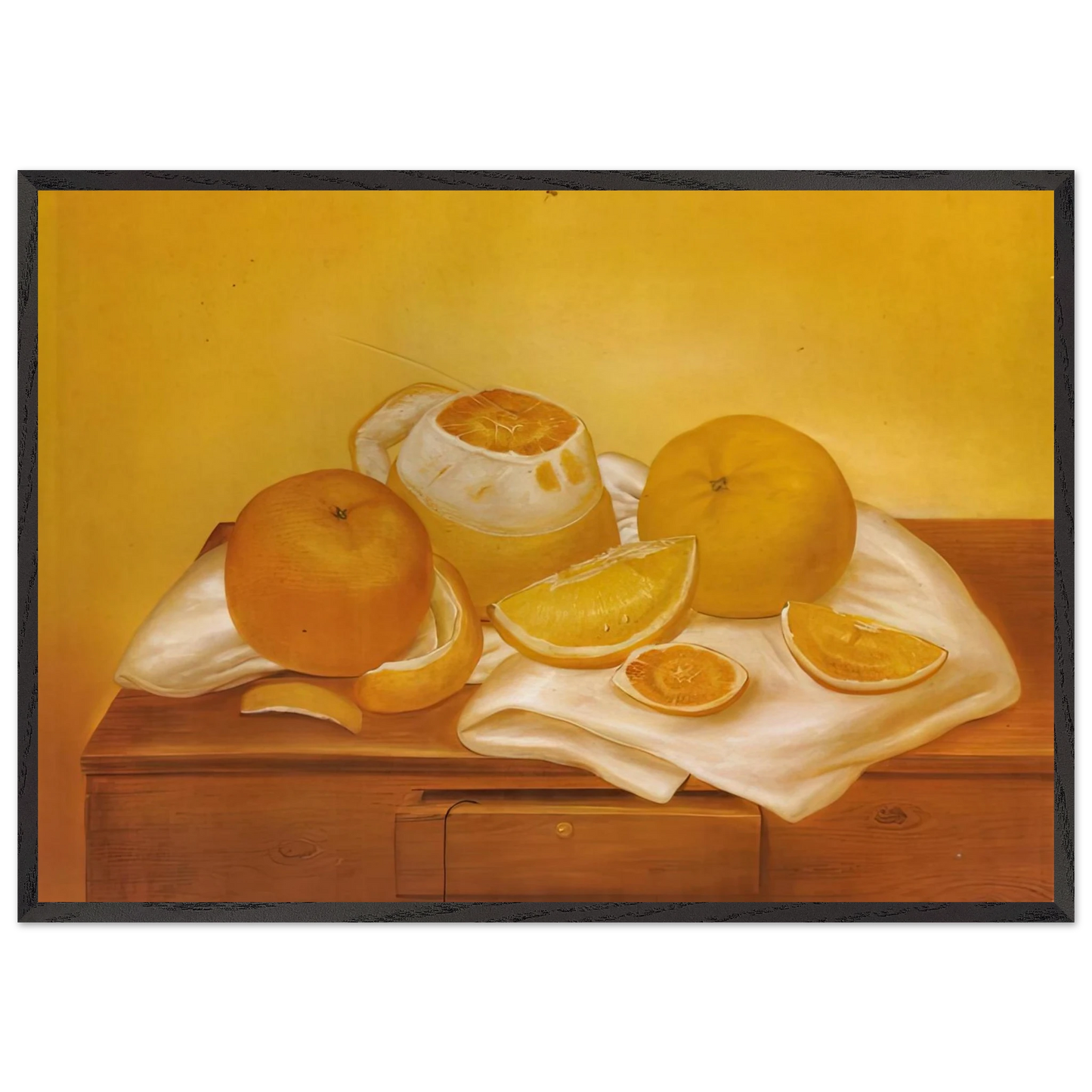 ORANGES - Fernando Botero 70x100 cm / 28x40 inches Framed Art Print – Black Wooden Frame