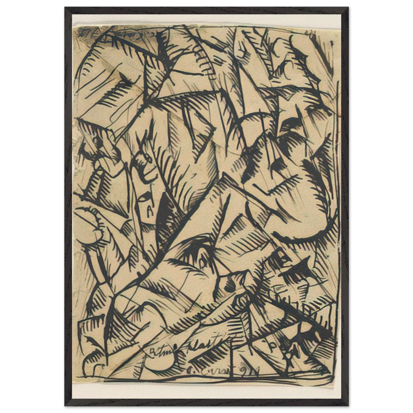 RITMI PLASTICI 1911 - Carlo Carra 70x100 cm / 28x40 inches Framed Art Print – Black Wooden Frame