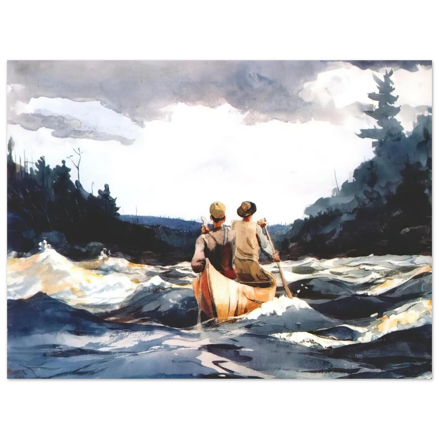 Winslow Homer - CANOE IN THE RAPIDS 75x100 cm / 30x40inches Fine Art Poster