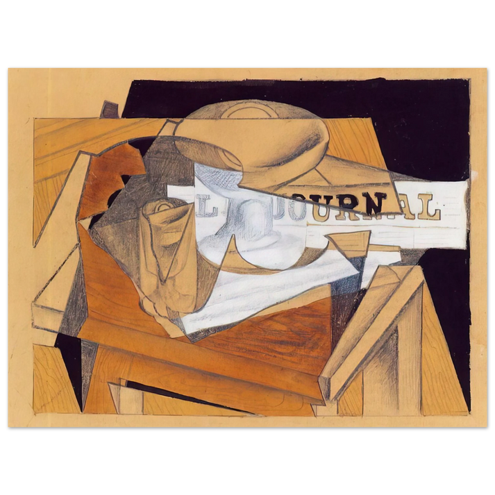 Juan Gris - BOWL GLASS AND NEWSPAPER 75x100 cm / 30x40inches Fine Art Poster