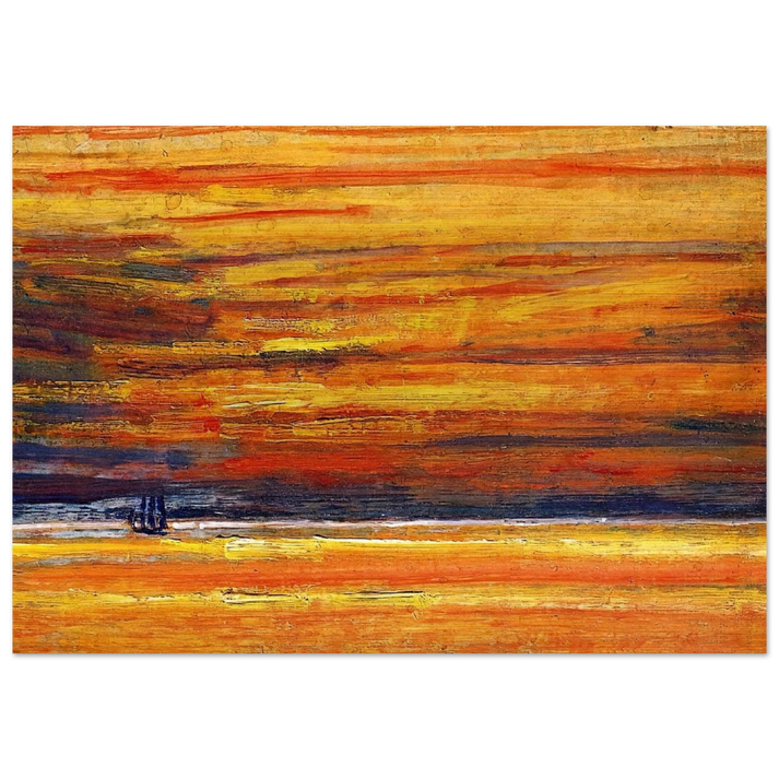 Sailing Vessel at Sea, Sunset - Childe Hassam Brushed Aluminum Print - 70x100 cm / 28x40 inches | Childe Hassam Aluminum Print | Childe Hassam Prints