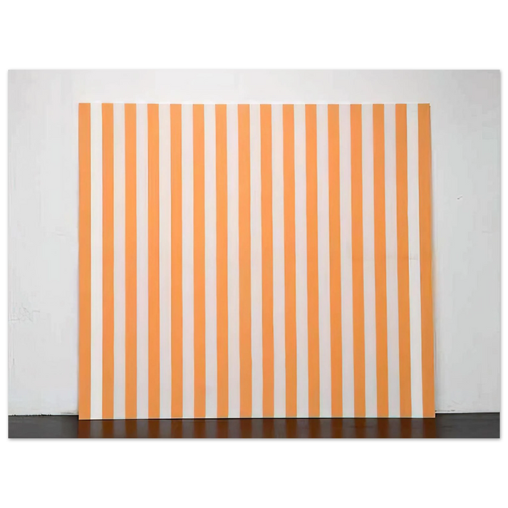 Daniel Buren - Peinture acrylique blanche sur tissu rayé blanc et orange - 1972 75x100 cm / 30x40inches Fine Art Poster