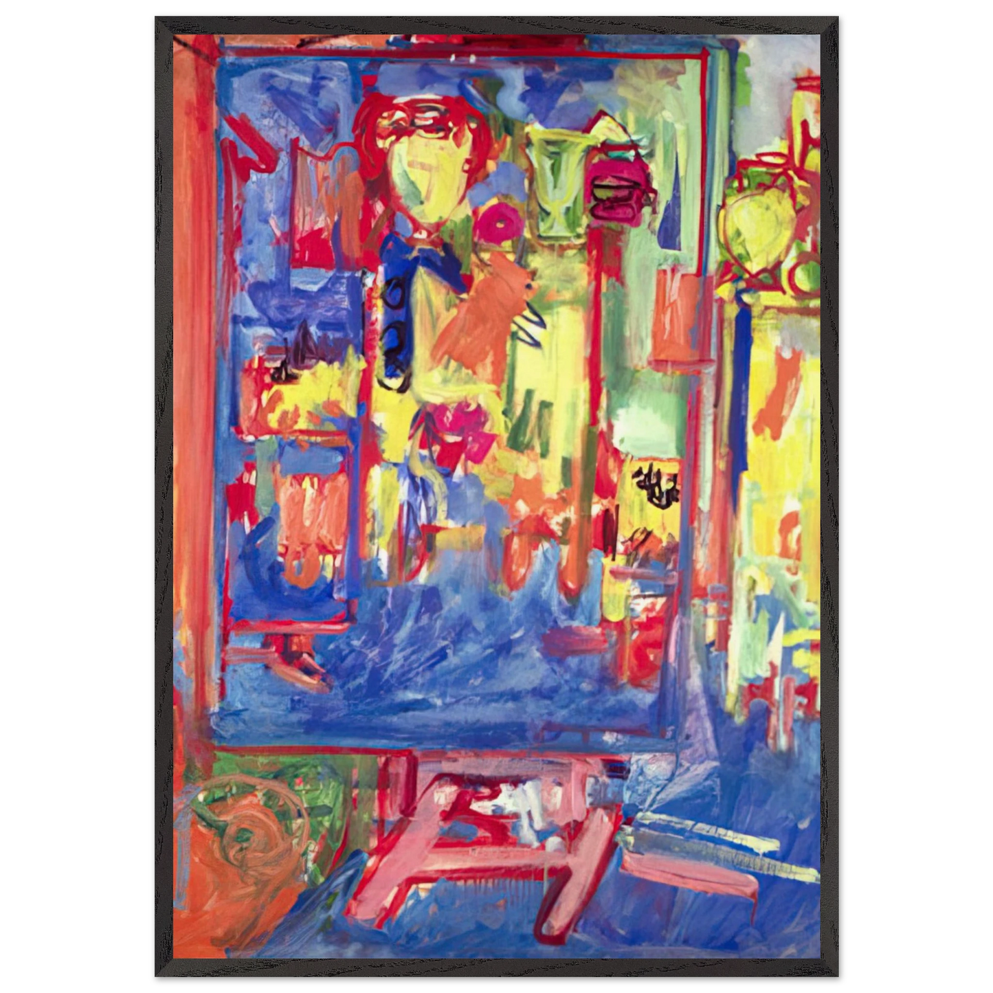 Interior Composition - Hans Hofmann 70x100 cm / 28x40 inches Framed Art Print – Black Wooden Frame
