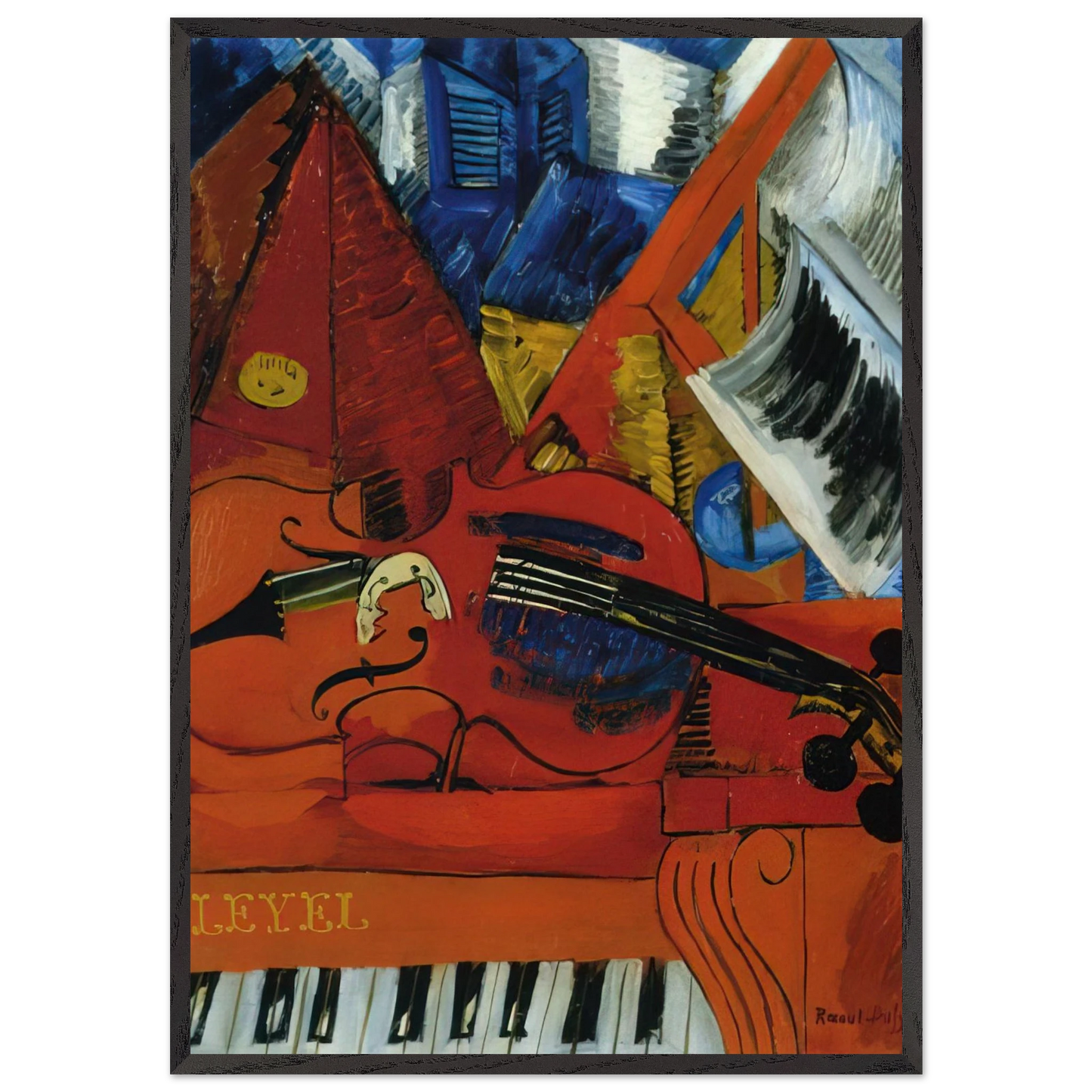 THE VIOLIN 1916 N1 - Raoul Dufy 70x100 cm / 28x40 inches Framed Art Print – Black Wooden Frame