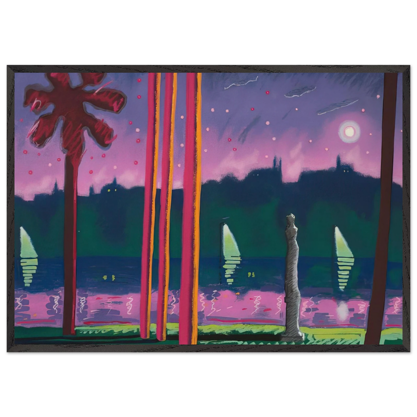 Suave Como La Noche - 1982 - Carlos Almaraz 70x100 cm / 28x40 inches Framed Art Print – Black Wooden Frame
