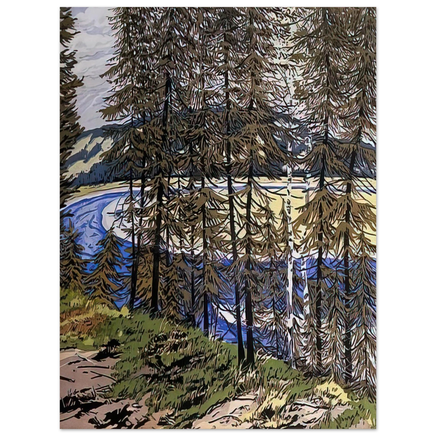 Neil Welliver - Synthetic Blue St. John - 2000 75x100 cm / 30x40inches Fine Art Poster
