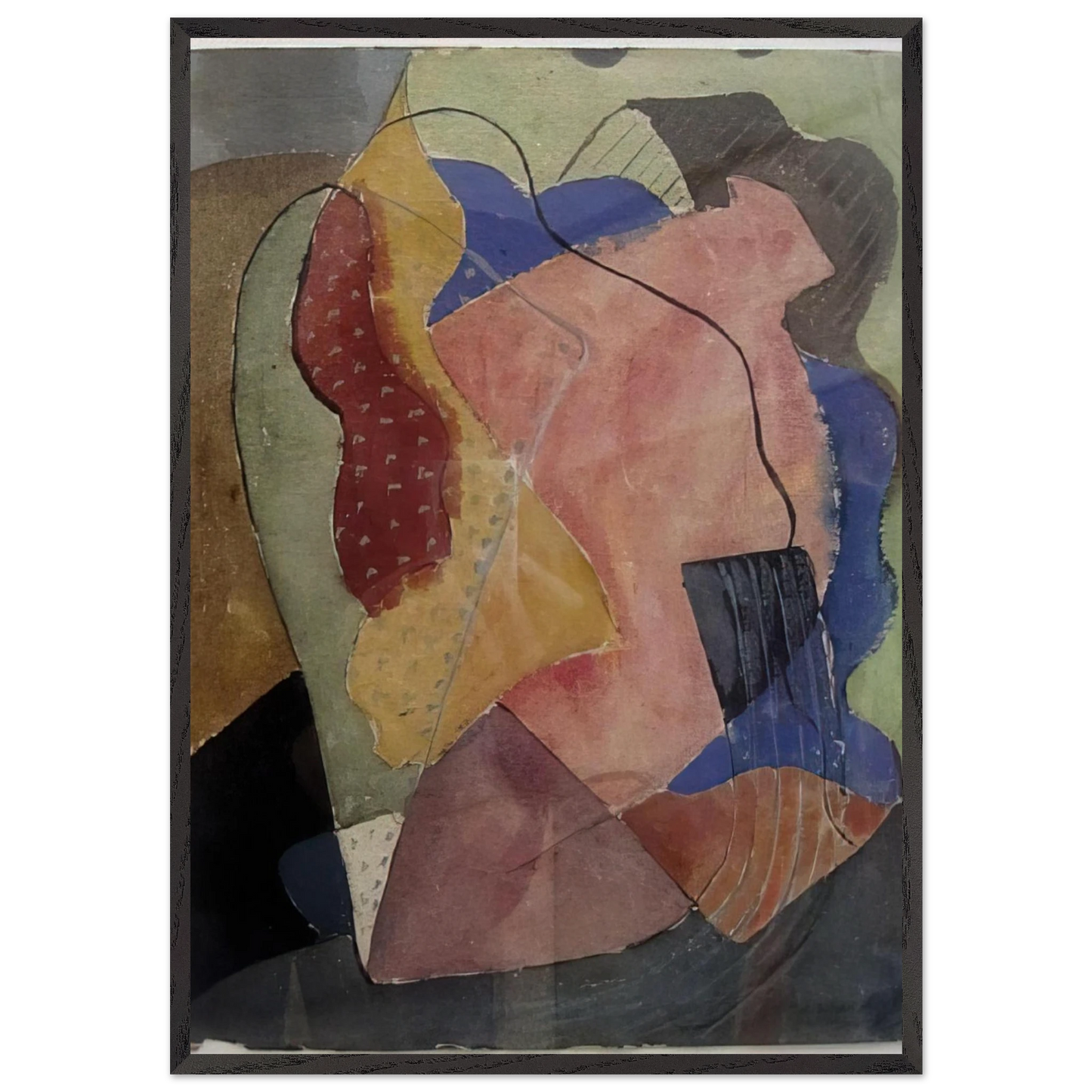 St Tropez Abstract - 1929 - John Ferren 70x100 cm / 28x40 inches Framed Art Print – Black Wooden Frame