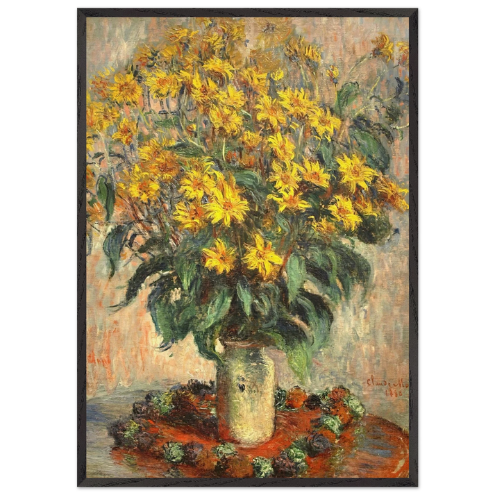 Jerusalem Artichokes - claude monet 70x100 cm / 28x40 inches Framed Art Print – Black Wooden Frame