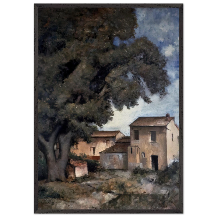 MERIGGIO 1927 - Carlo Carra 70x100 cm / 28x40 inches Framed Art Print – Black Wooden Frame