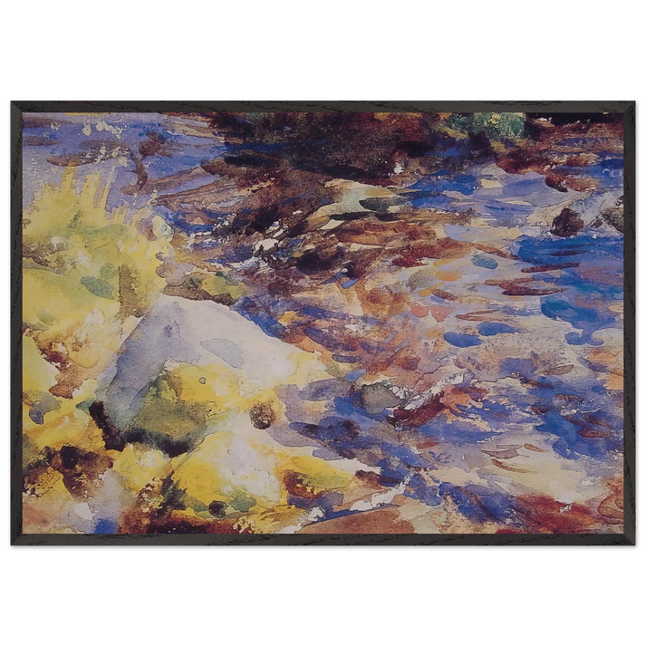 Reflections Rocks and Water - John Singer Sargent 70x100 cm / 28x40 inches Framed Art Print – Black Wooden Frame
