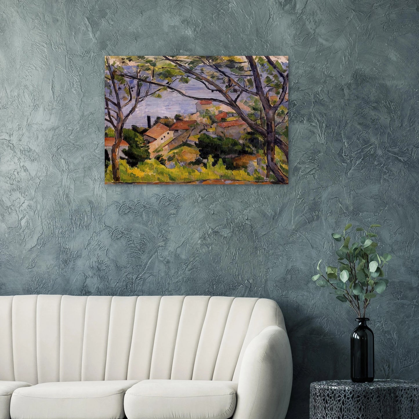 L'Estaque. View through the Trees - Paul Cézanne Brushed Aluminum Print - 70x100 cm / 28x40 inches | Paul Cézanne Aluminum Print | Paul Cézanne Prints