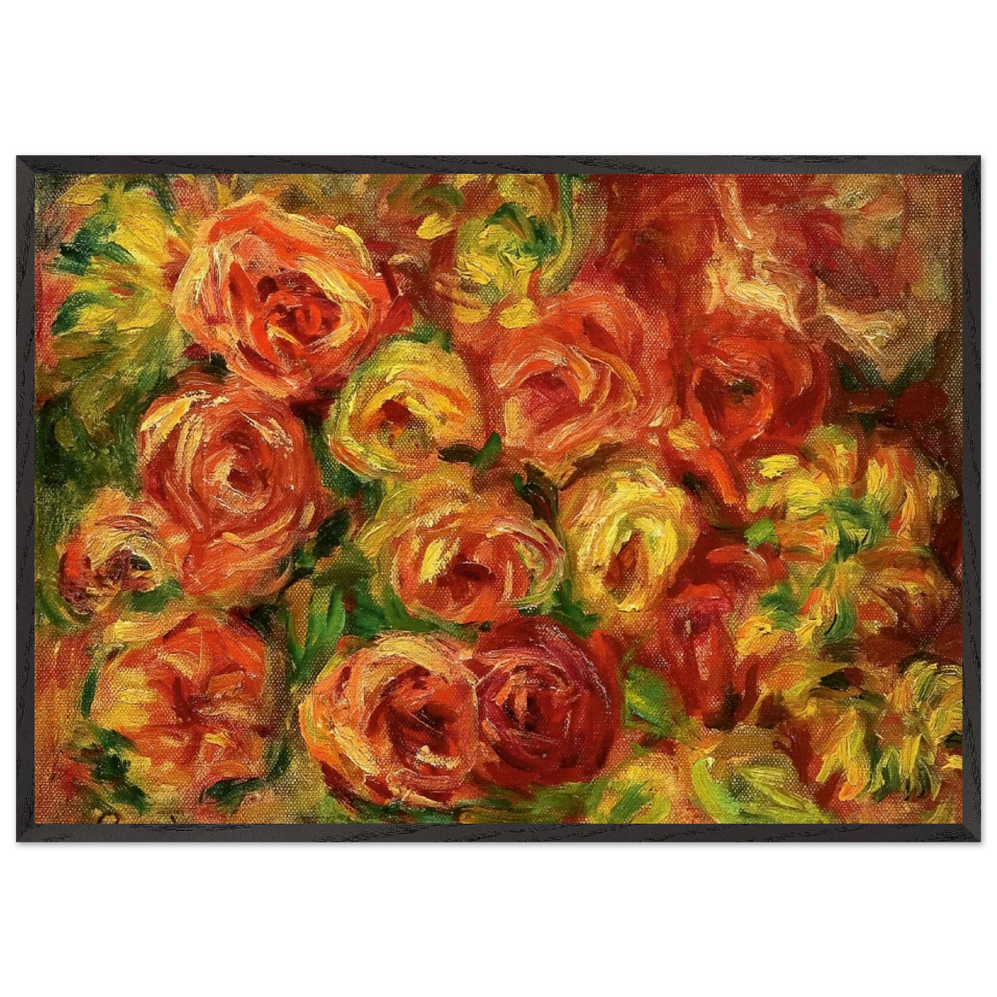 Armful of Roses - Pierre-Auguste Renoir 70x100 cm / 28x40 inches Framed Art Print – Black Wooden Frame
