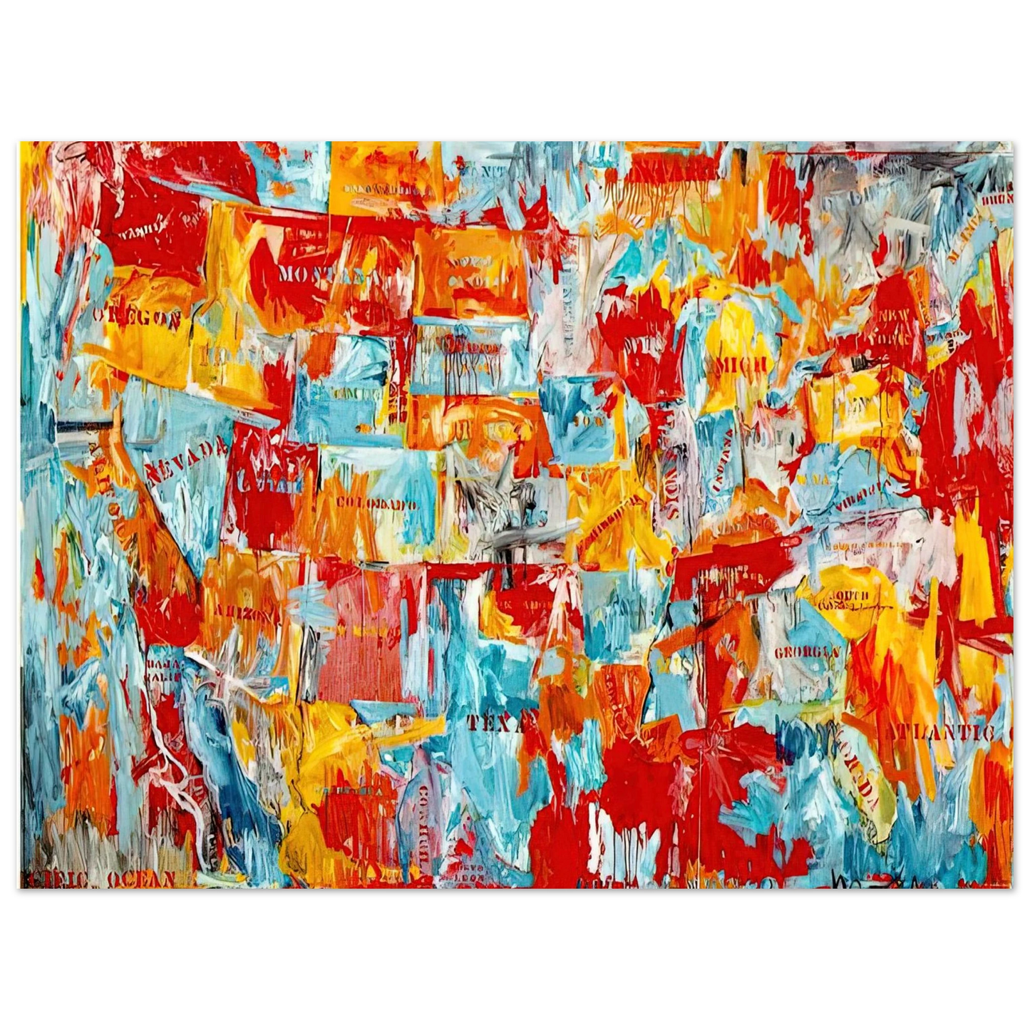 Jasper Johns - MAP 75x100 cm / 30x40inches Fine Art Poster