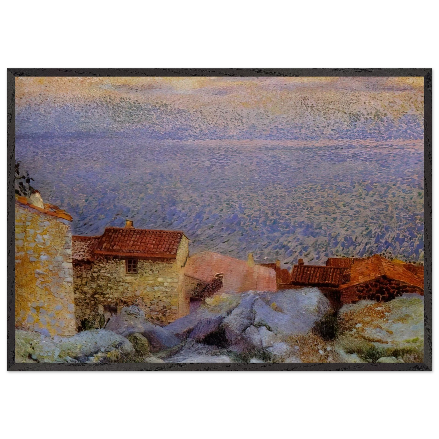 Coastal Landscape - Henri-Edmond Cross 70x100 cm / 28x40 inches Framed Art Print – Black Wooden Frame