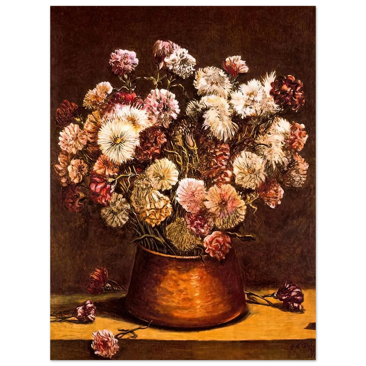Giorgio de Chirico - STILL LIFE WITH FLOWERS IN COPPER BOWL 75x100 cm / 30x40inches Fine Art Poster