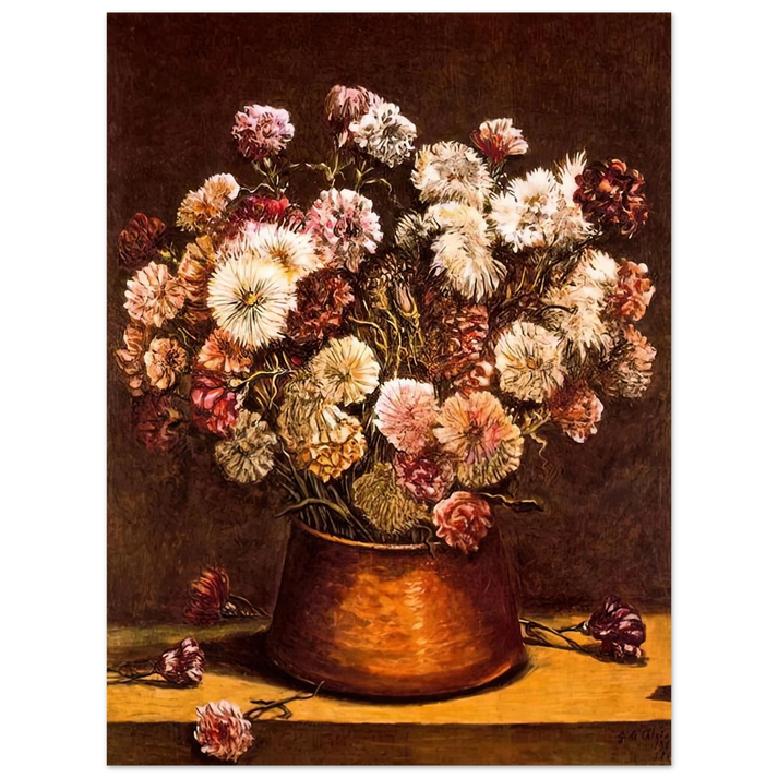 Giorgio de Chirico - STILL LIFE WITH FLOWERS IN COPPER BOWL 75x100 cm / 30x40inches Fine Art Poster
