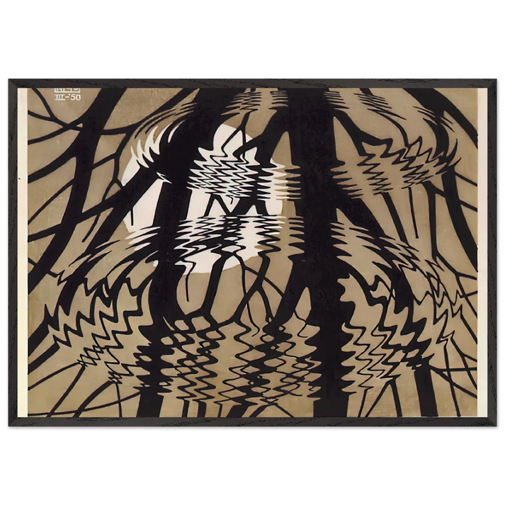 RIPPLED SURFACE COLOUR - MC Escher 70x100 cm / 28x40 inches Framed Art Print – Black Wooden Frame | Maurits Cornelis Escher Prints
