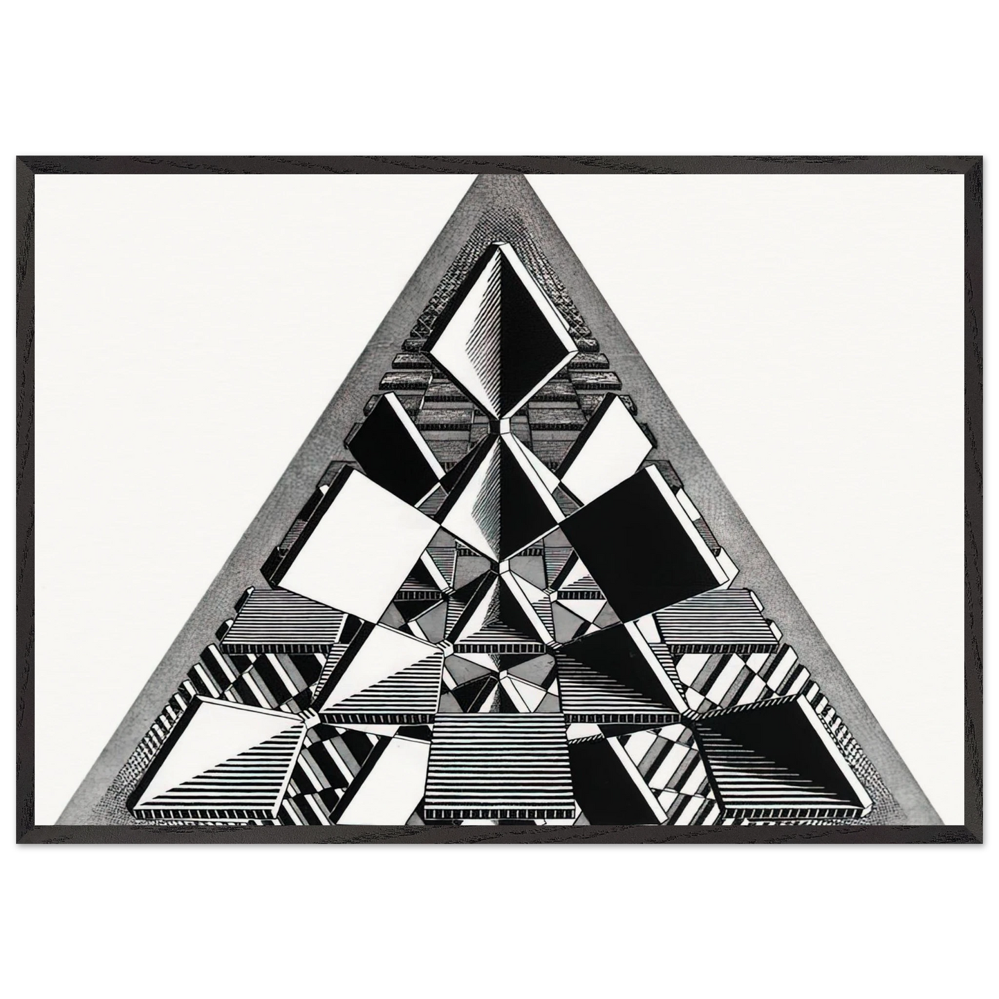 THREE INTERSECTING PLANES - MC Escher 70x100 cm / 28x40 inches Framed Art Print – Black Wooden Frame | Maurits Cornelis Escher Prints