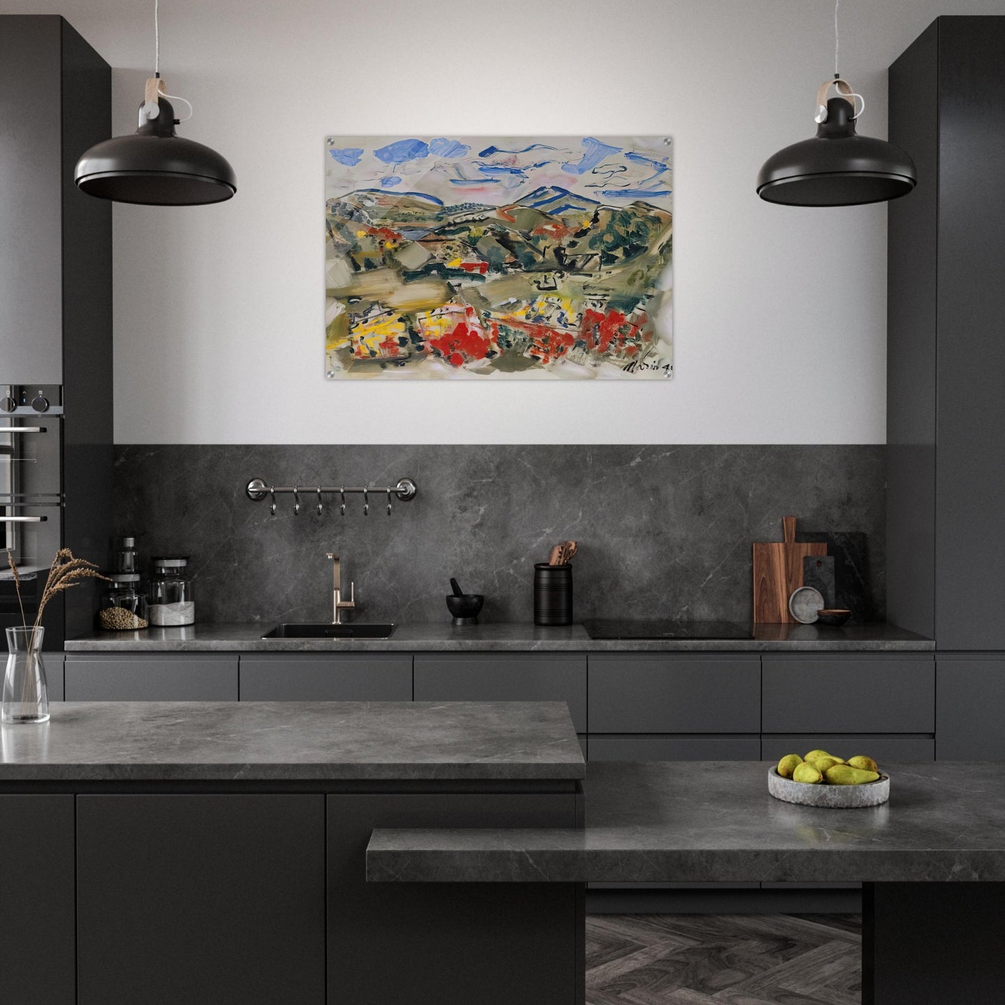 Tunk Mountains, Autumn, Maine - 1945 - John Marin Acrylic Print - 70x100 cm / 28x40″ inches | John Marin Wall Art | John Marin Prints