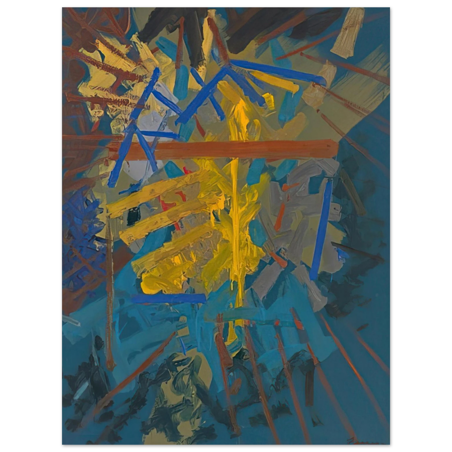 John Ferren - Broken Blue - 1958 75x100 cm / 30x40inches Fine Art Poster