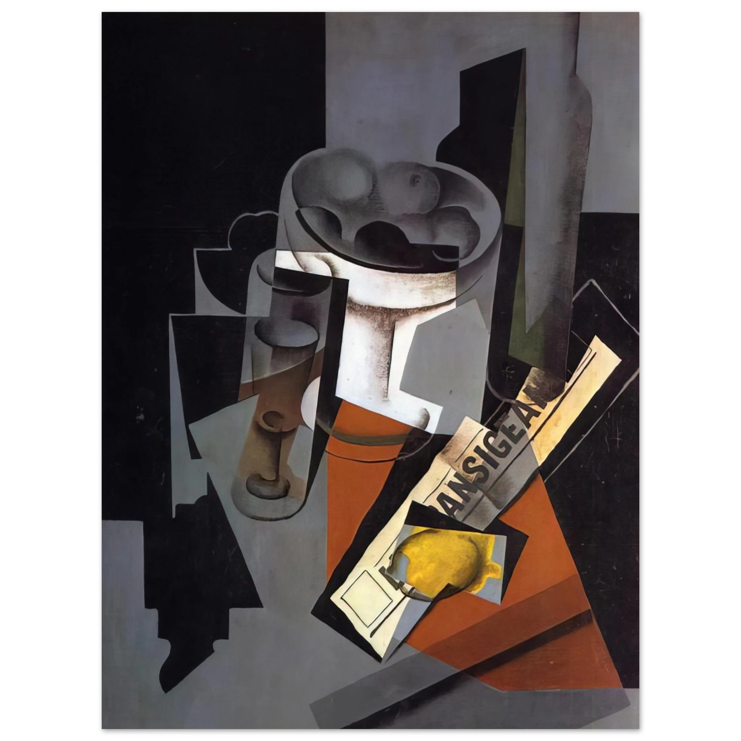 Juan Gris - STILL LIFE WITH NEWSPAPER 1916 1 75x100 cm / 30x40inches Fine Art Poster