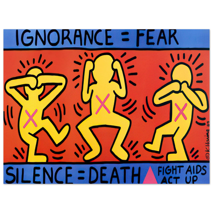 Keith Haring - IGNORANCE FEAR 1989 75x100 cm / 30x40inches Fine Art Poster | Keith Haring Art For Sale