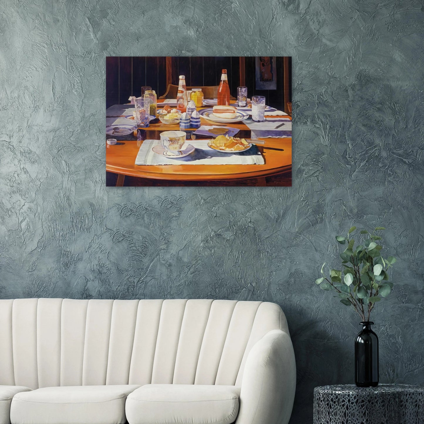 Supper Table - 1969 - Mary Pratt Brushed Aluminum Print - 70x100 cm / 28x40 inches | Mary Pratt Aluminum Print | Mary Pratt Prints