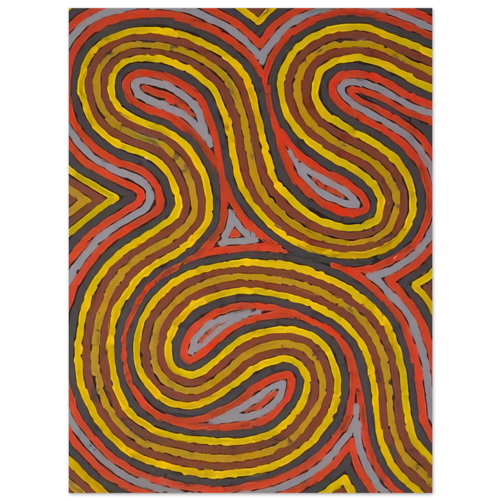 Clifford Possum Tjapaltjarri - Narripi Worm Dreaming - 1997 75x100 cm / 30x40inches Fine Art Poster