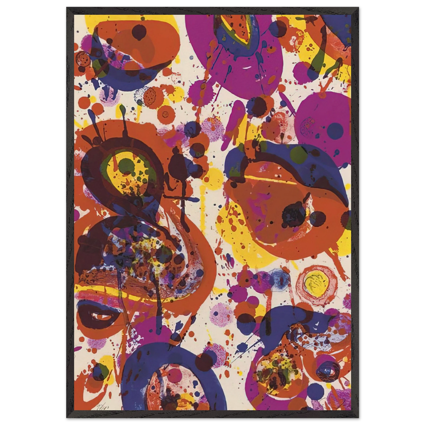 Untitled from Pasadena Box Lembark L57 - Sam Francis 70x100 cm / 28x40 inches Framed Art Print – Black Wooden Frame