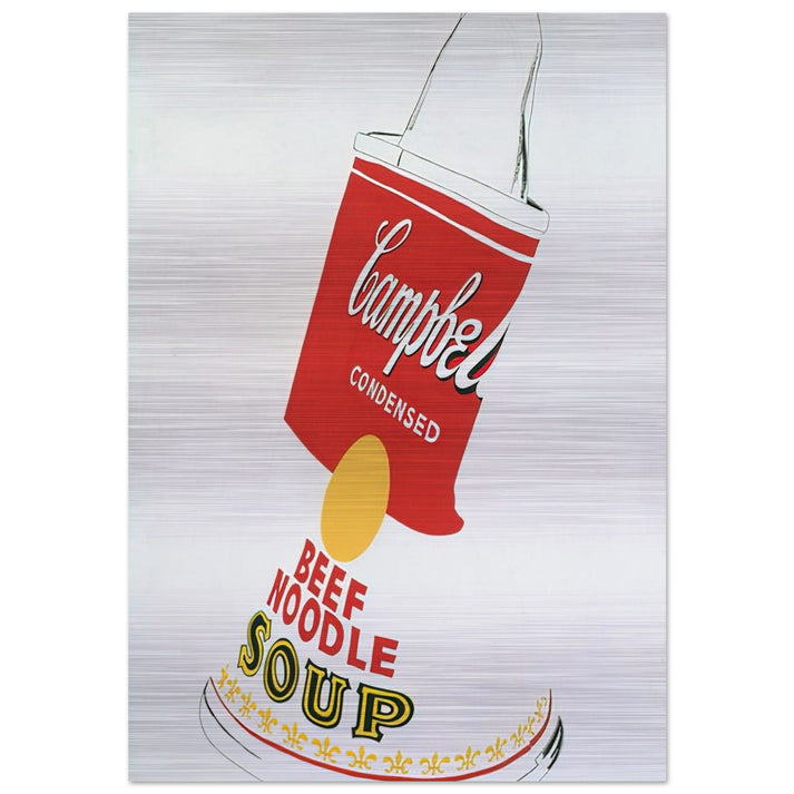 Crushed Campbell's Soup Can Beef Noodle - Andy Warhol Brushed Aluminum Print - 70x100 cm / 28x40 inches | Andy Warhol Aluminum Print | Andy Warhol Prints