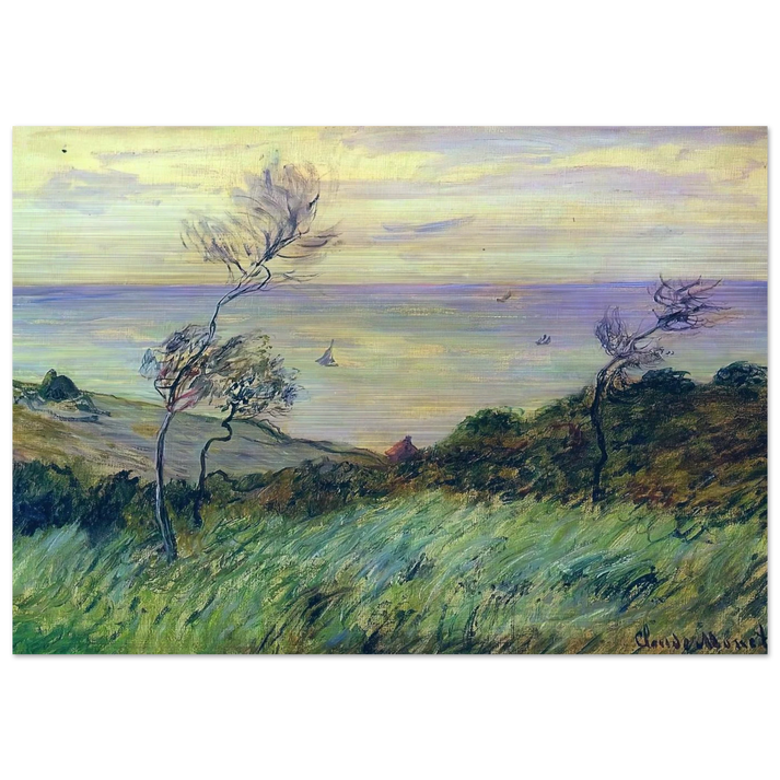 Cliffs of Varengeville, Gust of Wind - claude monet Brushed Aluminum Print - 70x100 cm / 28x40 inches | claude monet Aluminum Print | claude monet Prints