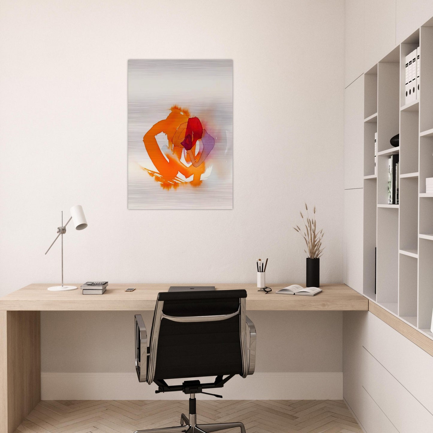 UNTITLED ORANGE RED AND PURPLE - Luis Feito Brushed Aluminum Print - 70x100 cm / 28x40 inches | Luis Feito Aluminum Print | Luis Feito Prints