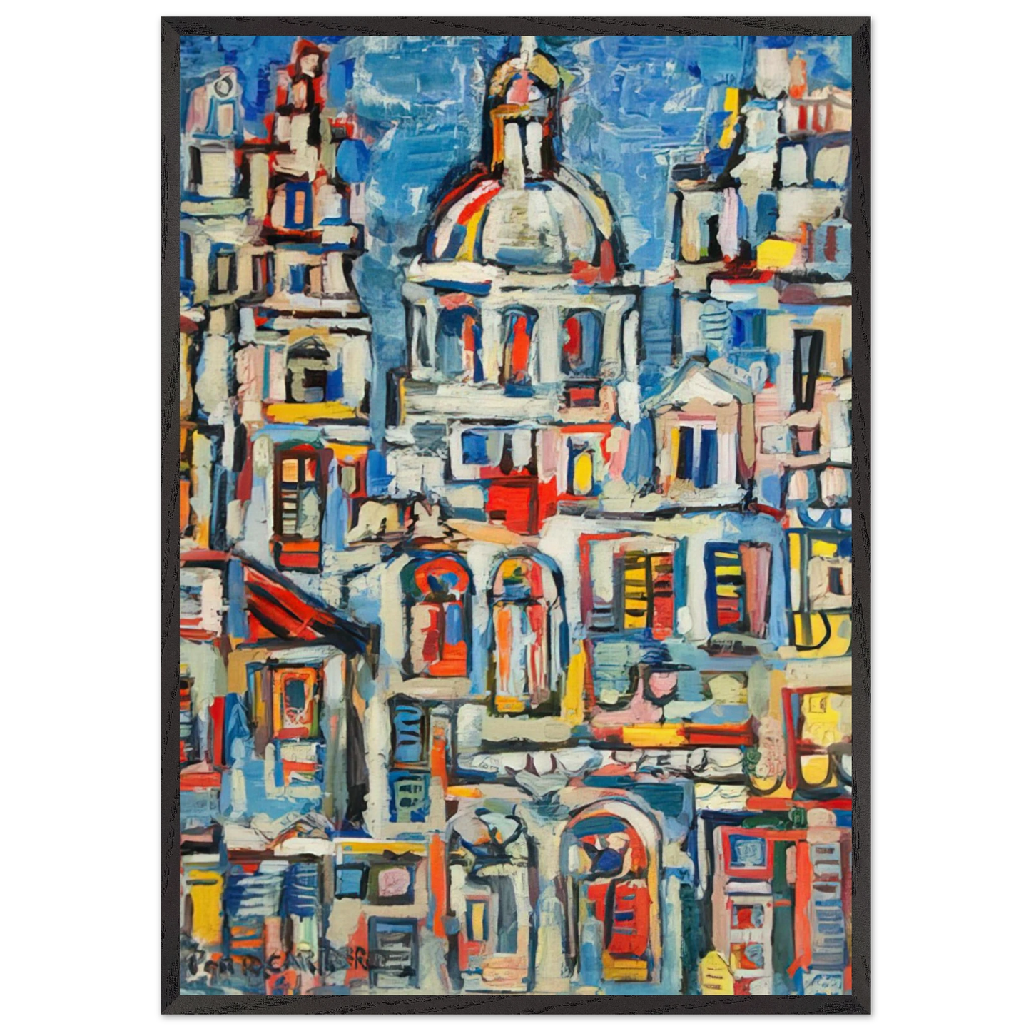 LANDSCAPE OF HAVANA 1961 - Rene Portocarrero 70x100 cm / 28x40 inches Framed Art Print – Black Wooden Frame