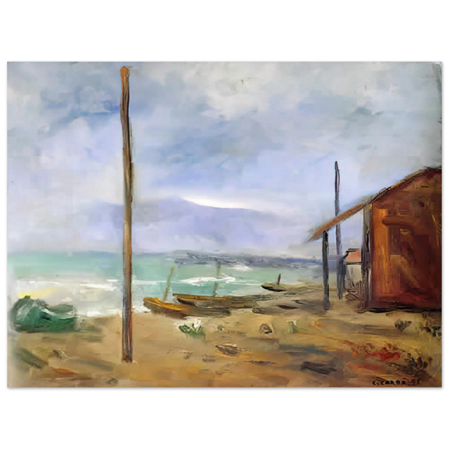 Carlo Carra - PIOGGIA AL MARE 1929 75x100 cm / 30x40inches Fine Art Poster