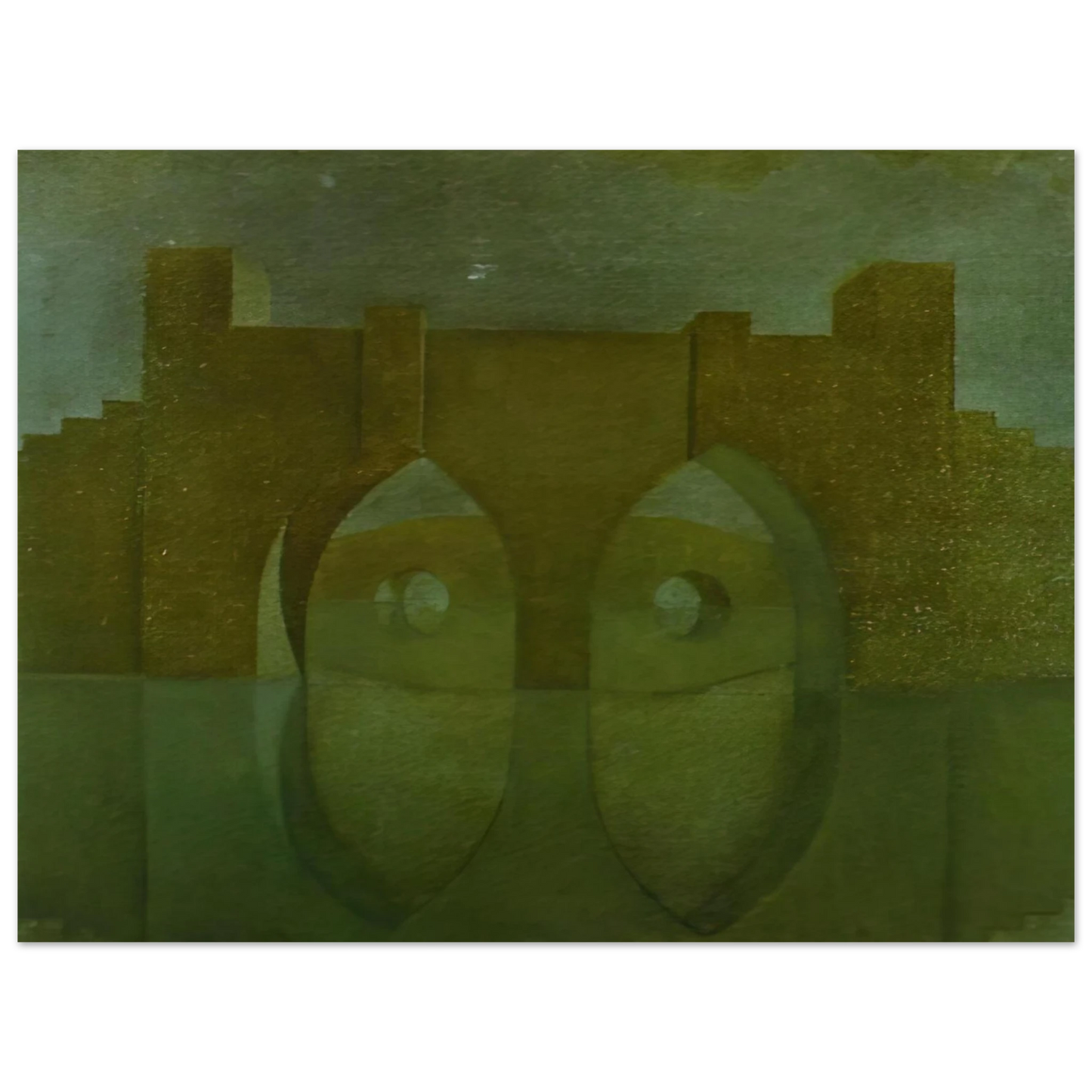 Salvador Dali - UNTITLED BRIDGE WITH REFLECTIONS SKETCH FOR A DUAL IMAGE PICTURE UNFINISHED 75x100 cm / 30x40inches Fine Art Poster