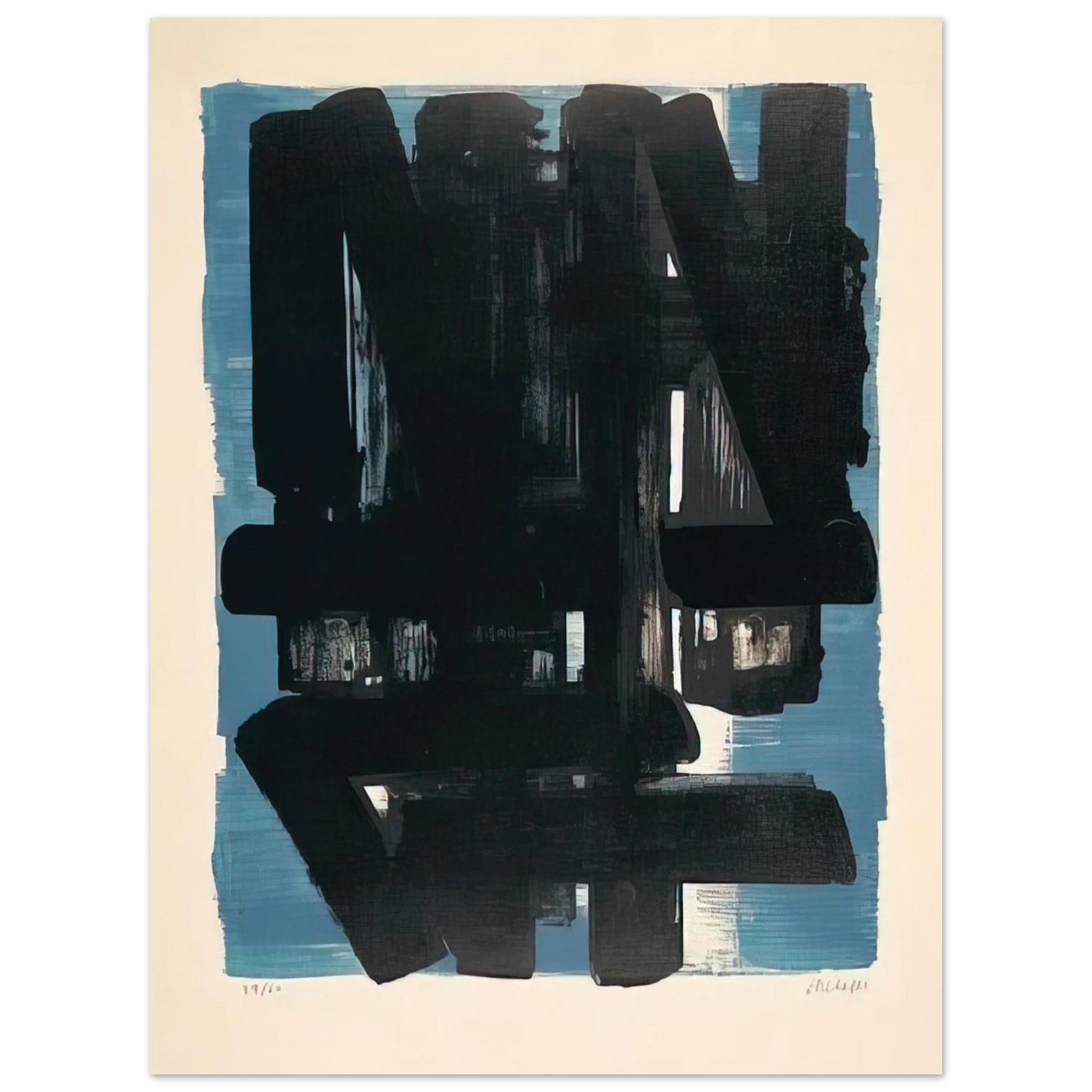 Pierre Soulages - Lithographie No. 5 - 1957 75x100 cm / 30x40inches Fine Art Poster